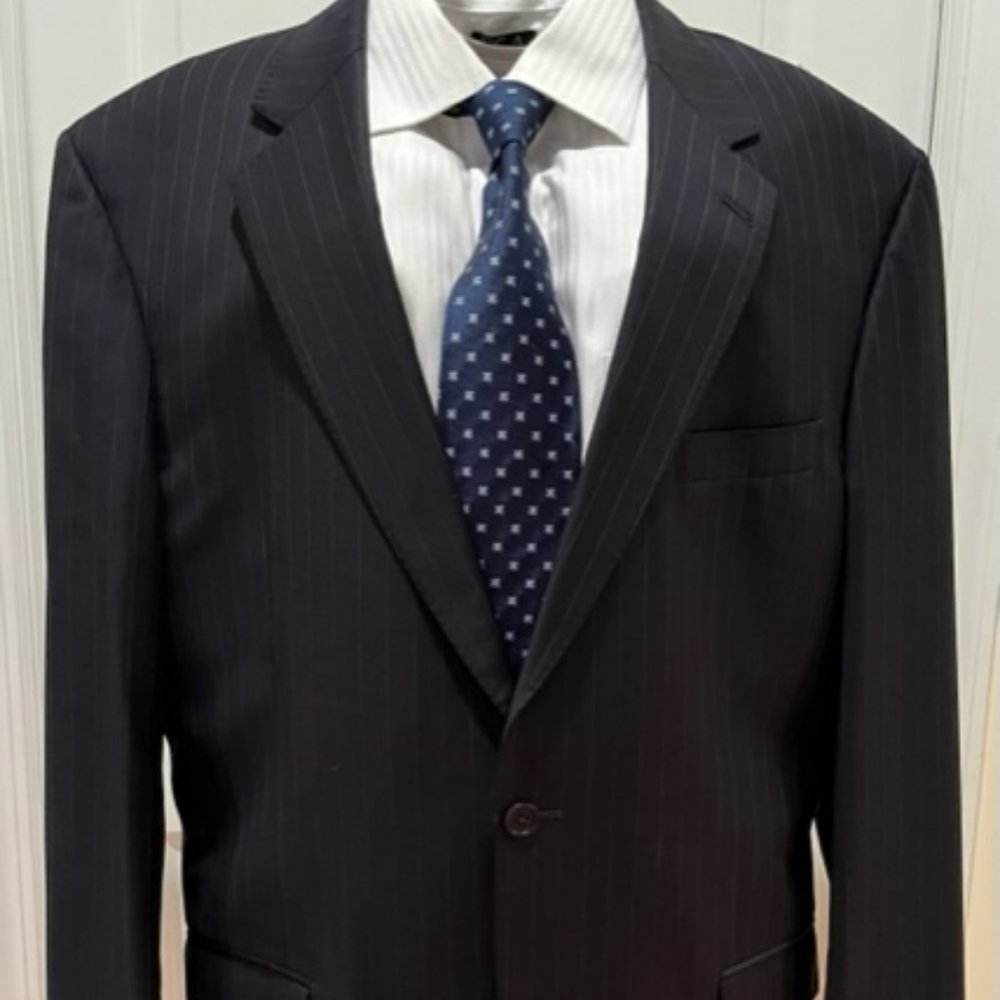 Navy Blue Pinstripe Jacket 43L Signature Gold Collection